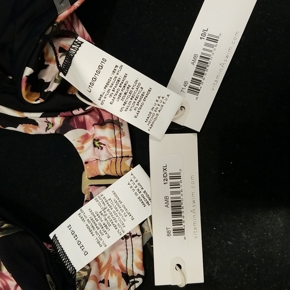 💕VITAMIN A💕 Bikini Capri Top XL + Rosie Cheeky Bottom L ~ Ambrosia Floral NWT - Picture 16 of 16